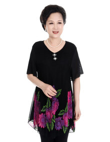 安美伦 新款<em>中老年</em>女装 <em>中老年</em>蕾丝裙式T恤怎