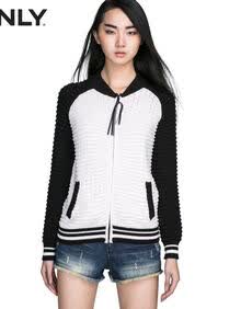 ONLY2014春新<em>含羊毛</em>撞色棒球<em>毛衣</em>合体针织衫