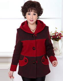 璟墨 2014春款中<em>老年</em>女装妈妈装<em>连帽毛呢外套</em>