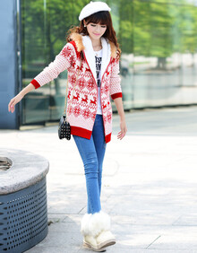 Aramisu新款韩版毛领连帽<em>拉链</em>加绒加厚中长款