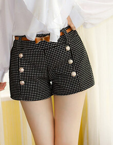 姿 2014女装新款帅气工装纽扣靴裤<em>马裤毛呢</em>短