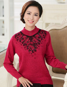 支持货到付款 秋冬装新款<em>中老年毛衣</em>女高档针