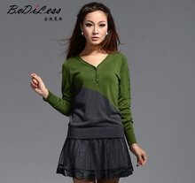 <em>宝迪莱丝</em> 2013春秋新款套头<em>针织</em>衫修身大码女
