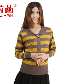 芮菡 女式 羊绒衫 彩条衫加厚短款针织<em>毛衣</em>在京