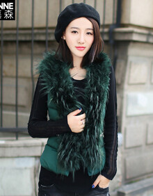 2013秋冬新款毛领韩版高端皮草<em>女式棉马甲</em>棉