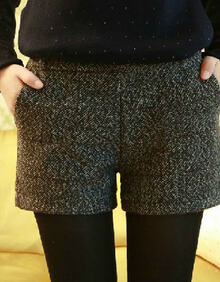 咿咕 2013秋季新款女士<em>毛呢短裤</em>女 <em>松紧</em>腰加厚