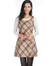 MERSY秋冬新款正品 时尚甜美韩版<em>格子马甲</em>裙