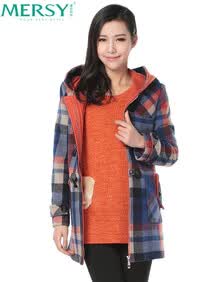 013年冬季新款专柜正品羊毛大衣<em>藏青色格子</em>毛
