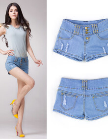 Y 2014新款百搭<em>牛仔短裤女韩</em>休闲<em>显瘦</em>钮钉N1