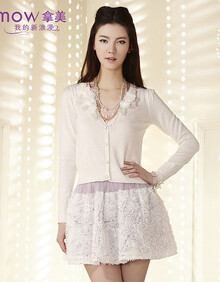 拿美南梦新款秋装<em>针织</em>衫优雅女纯色长袖<em>开衫</em>秋