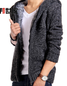 男冬装男式衣服男装夹克<em>加绒加厚</em>保暖<em>毛衣外套</em>