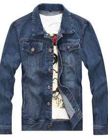 牛仔<em>外套</em>牛仔服翻领短款男装<em>男士</em>夹克男<em>外套</em>春
