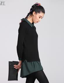 依然红2013新款<em>毛衣</em>假两件韩版<em>厚毛衣外套女</em>
