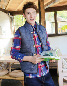 货到付款 韩版<em>男装水洗</em>牛仔拼接男士棉<em>马甲</em> 冬