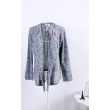 韩国代购2013秋冬蓝灰混色<em>流苏针织</em>毛衣外套