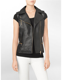 Calvin Klein /CK 秋冬新款 <em>女士</em>造皮革<em>马甲</em> 184