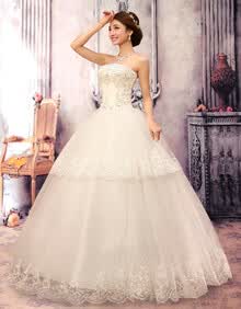 宝贝新娘2014最新款<em>婚纱</em>韩版奢华镶钻抹胸绑