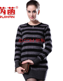 芮菡秋冬新款多色<em>加厚</em>女士色道<em>条纹长款</em>修身貂