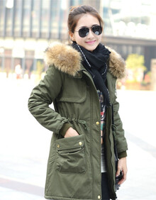 2013工装<em>棉服韩版</em>军绿色<em>棉衣</em>外套<em>女中长款</em>大