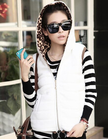 款棉磨毛卫衣加磨毛摇粒绒面料连帽两面<em>穿</em>豹纹