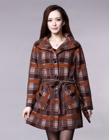 洛依诺女士方格<em>羊绒衫大衣</em>外套毛衣针织衫<em>开衫</em>