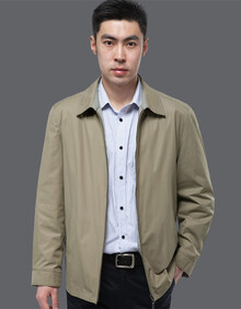 路依威尔 2013春秋新款 <em>中年男装</em>翻领<em>外套</em> 纯色