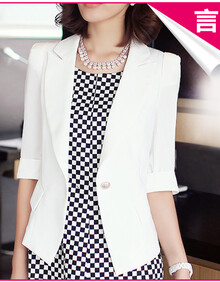 言若 秋季新品韩版修身<em>女短款</em>中袖<em>小西服</em>小西