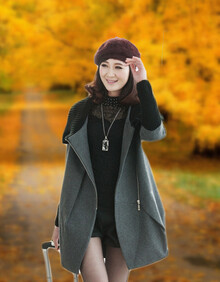 幽梦湘2013 <em>冬装</em>新款<em>女士</em>呢<em>大衣外套</em>韩版<em>风衣</em>