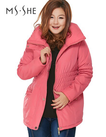 MSSHE加大码<em>女装 胖mm</em>冬装加厚棉服 大翻领