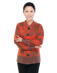 洛依诺羊毛<em>开衫圆领中老年</em>秋冬唐装毛衣<em>女外套</em>