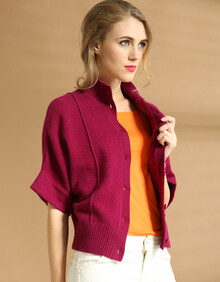 碧叶云台2013新款<em>加绒</em>毛衣外套韩国翻领撞色