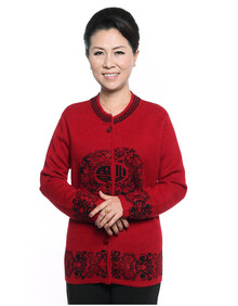 伊绒奇<em>中老年</em>秋冬装<em>女针织外套</em>中年女装毛衣开