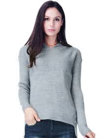 真维斯Jeanswest 女装前短后长时尚连帽<em>织花毛</em>