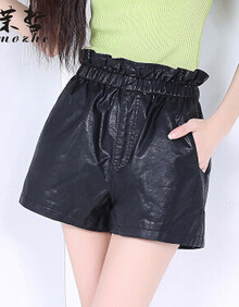 茉哲 <em>2015</em>秋新款水洗PU皮<em>短裤秋冬女</em>裤靴裤打