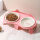 陶瓷双碗+粉色防漏食架