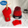 混色帽 (加绒)红色+红围巾