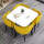 90cm哑光雪花白方桌+黄色椅子