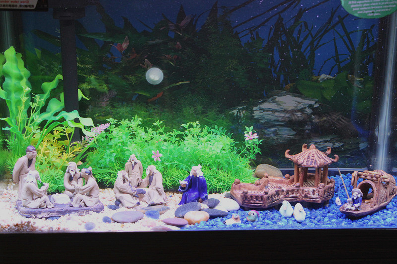鱼缸水族箱造景布景装饰设计套餐水草老翁钓鱼