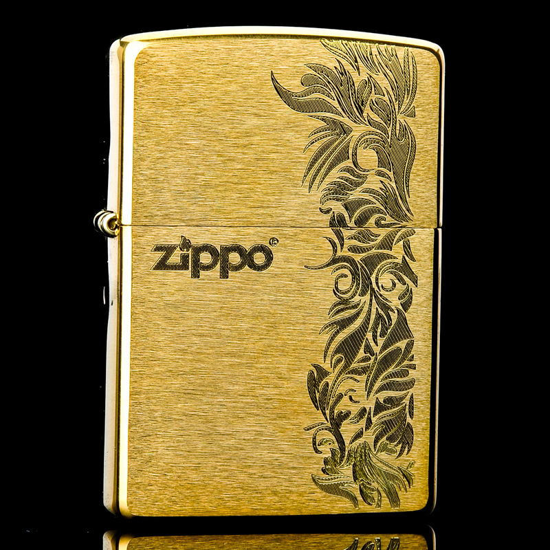 原装zippo芝宝防风打火机-zippo 纯铜金 富贵繁花