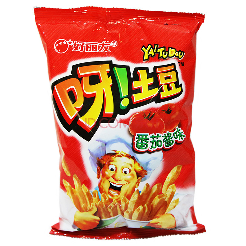 好丽友呀土豆署条(香焗原味,番茄酱味,脊牛排味,滋香烤鸡味)70g 番茄