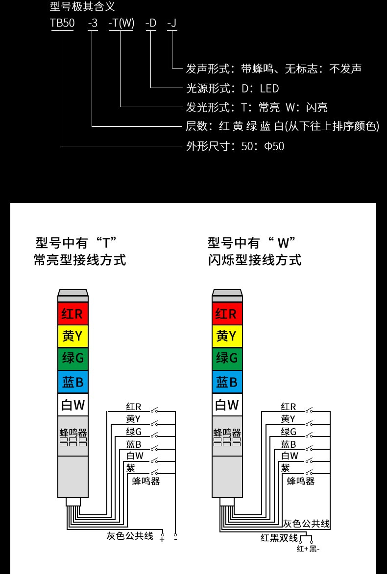 cnoble多层警示灯tb50led声光报警器单色三色机床指示