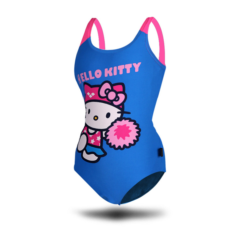 arena阿瑞娜 儿童泳衣 女童三角连体泳衣 正品舒适休闲游泳衣 浅蓝色