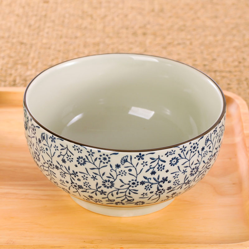lichen陶瓷大面碗日式汤盆釉下彩拉面泡面碗微波炉适用汤碗 吉祥花 6