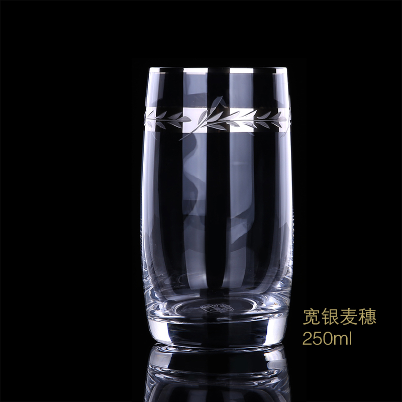 无铅玻璃水晶杯玻璃杯水杯威士忌饮料杯高档烈酒圆杯 宽银麦穗/250ml