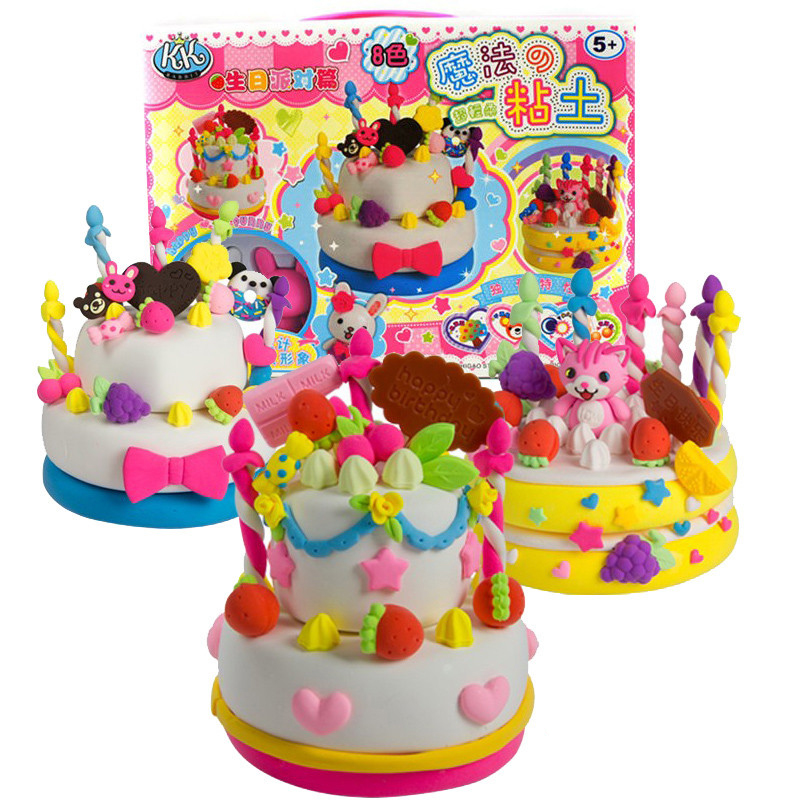 智高手工彩泥魔法粘土日蛋糕\/糖果\/甜品8色超轻粘土