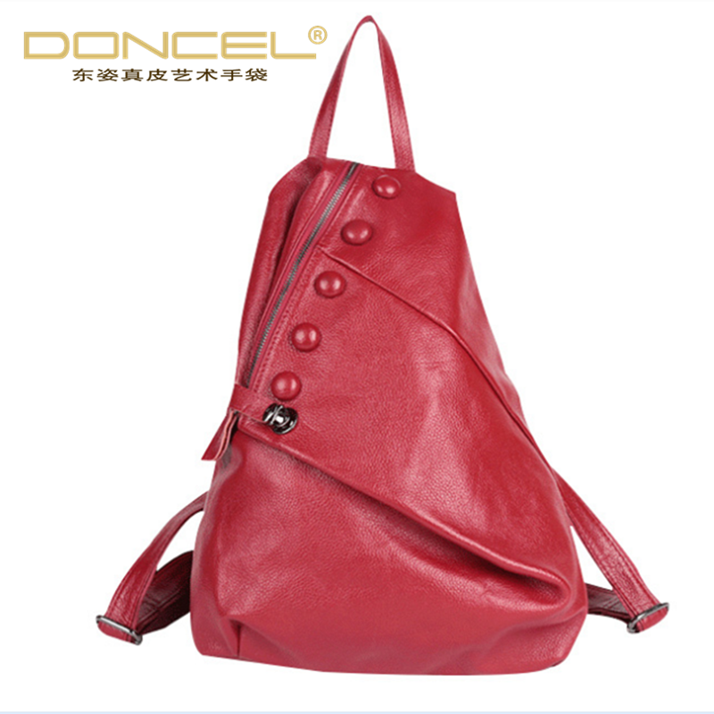 doncel东姿2015新款韩版双肩包女潮真皮背包头层牛皮百搭时尚女士休闲图片