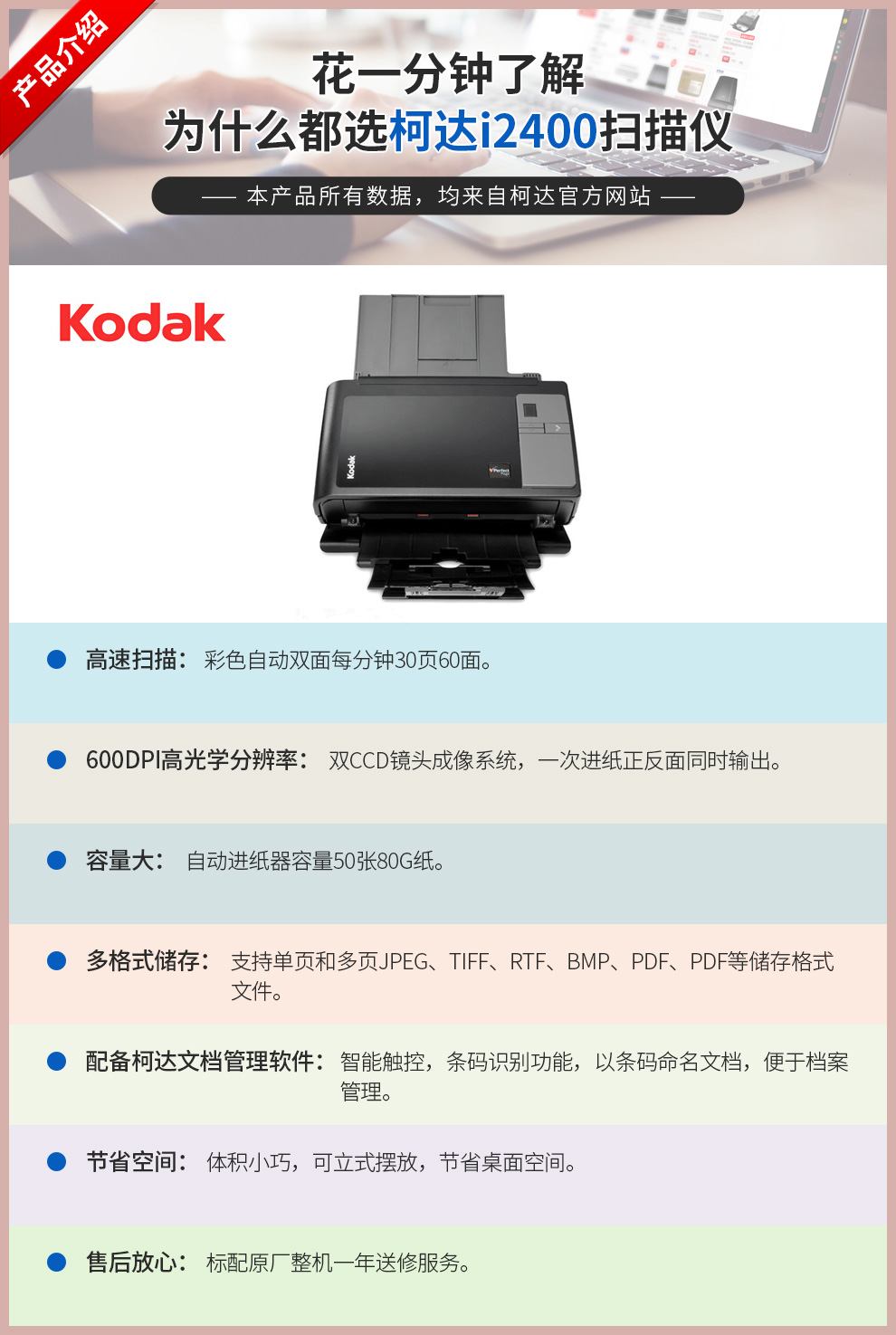 柯达kodaki2400s2040扫描仪a4高速批量自动馈纸式停产发货s2040i2400