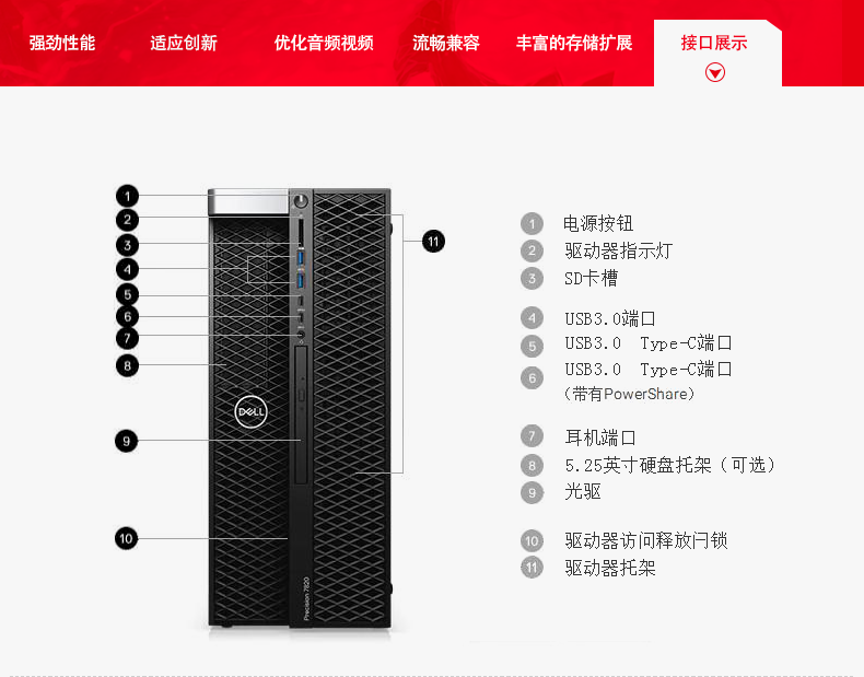 戴尔(dell)t5820/p5820x 塔式图形工作站主机3d动画设计视频剪辑 模拟