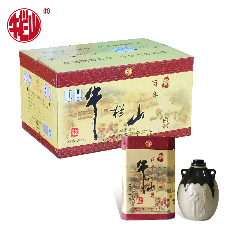 百年牛栏山陈酿 高度百年三牛 52度 浓香型 400ml*6瓶