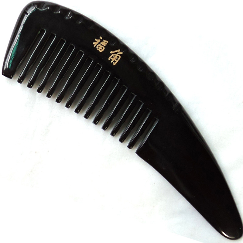 福角 正品 天然黑水牛角梳子 宽齿卷发梳子 大号大齿梳子 包邮